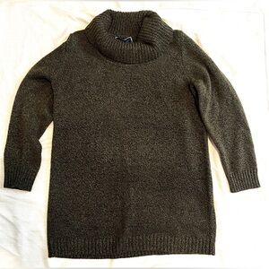 Karen Scott Olive Grey Cowl Neck Sweater Size Large